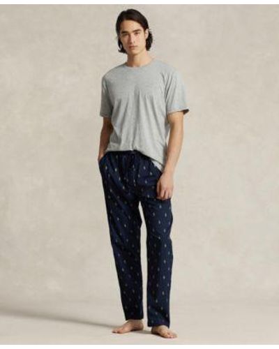 Polo Ralph Lauren Cotton Jersey Sleep Shirt Polo Player Pajama Pants - Blue