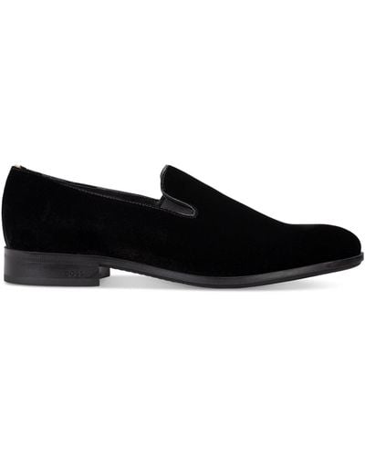 BOSS Colby Velvet Dress Loafers - Black