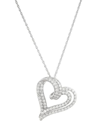 Forever Grown Diamonds Lab Grown Diamond Double Heart Pendant Necklace (1 Ct. T.w. - Metallic