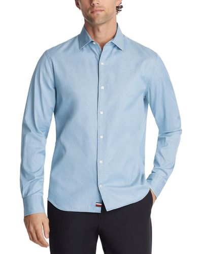 Tommy Hilfiger Regular-fit Untucked Length Dress Shirt - Blue