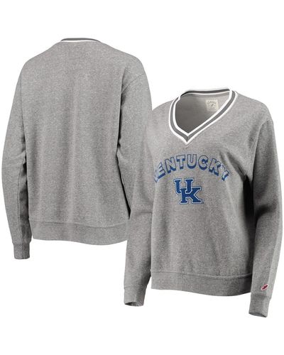 League Collegiate Wear Kentucky Wildcats Victory Springs Tri-blend V-neck Pullover Sweatshirt - Gray