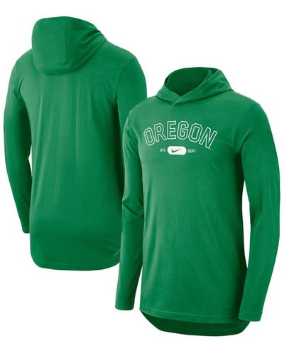 Nike Oregon Ducks Campus Performance Tri-blend Long Sleeve Hoodie T-shirt - Green