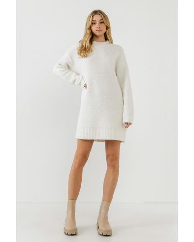 English Factory Long-sleeved Sweater Dress - White