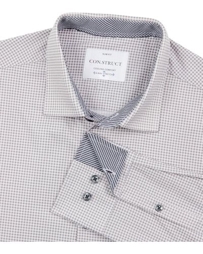 Con.struct Slim Fit Gingham Performance Stretch Cooling Comfort Dress Shirt - Gray