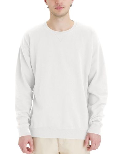 Hanes Garment Dyed Fleece Sweatshirt - White