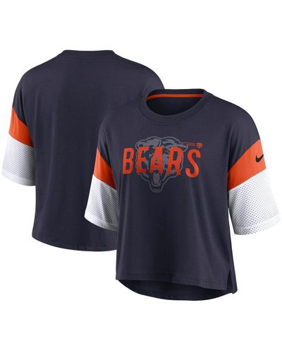 Nike Navy And White Chicago Bears Nickname Tri-blend Performance Crop Top - Blue