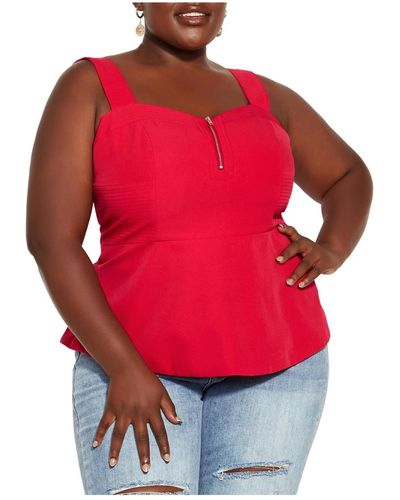 City Chic Plus Size Sassy Class Top - Red