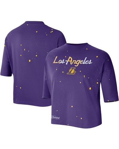 Nike Los Angeles Lakers Courtside Splatter Cropped T-shirt - Purple