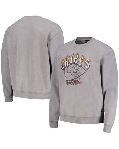 The Wild Collective And Distressed Kansas City Chiefs Pullover Sweatshirt - Gray