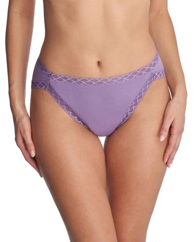 Natori Bliss Lace-trim Cotton French-cut Brief Underwear 152058 - Purple