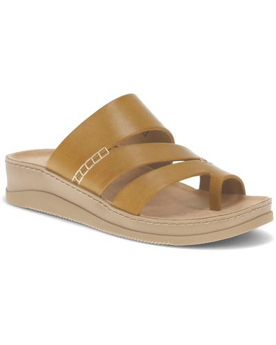 BareTraps Fresha Toe Loop Wedge Sandals - Brown