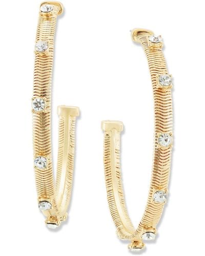 INC International Concepts Large Pave Studded Snake Chain C-hoop Earrings - Metallic