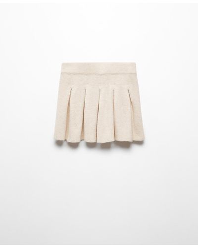 Mango Knitted Panel Skirt - White