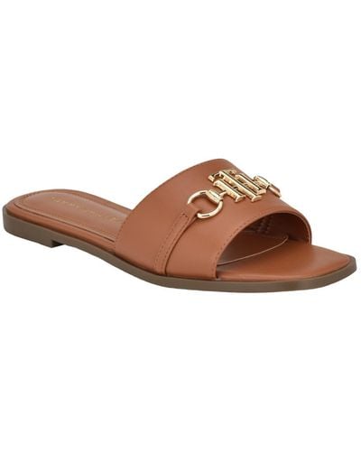 Tommy Hilfiger Pipper Ornamented Slide Sandals - Brown