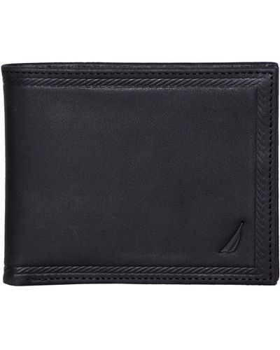 Nautica Credit Card Bifold Leather Wallet - Blue