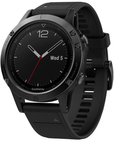 Garmin Men's Fenix 5 Multisport Black Silicone Band Smart Watch 47mm 010-01733-00