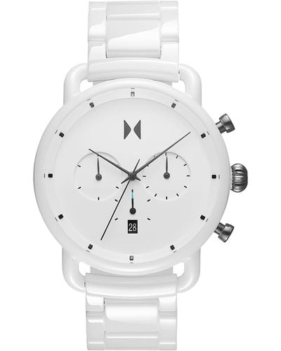 MVMT Chronograph Blacktop Ceramic Bracelet Watch 47mm - White