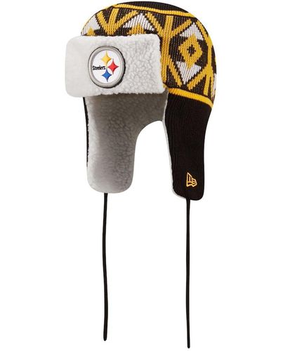 KTZ Pittsburgh Steelers Knit Trapper Hat - Black
