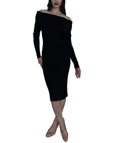 EMILIA GEORGE Maternity Off The Shoulder Carrie Dress - Black