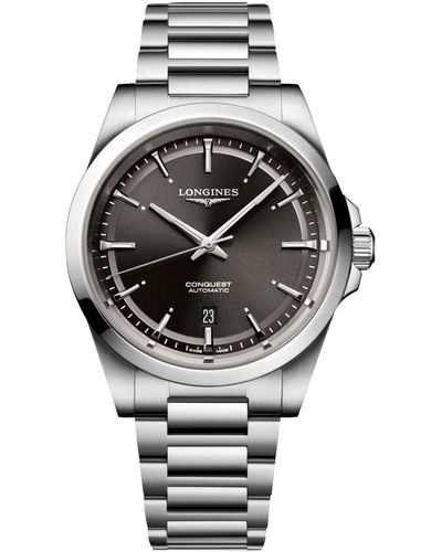 Longines Swiss Automatic Conquest Stainless Steel Bracelet Watch 41mm - Gray