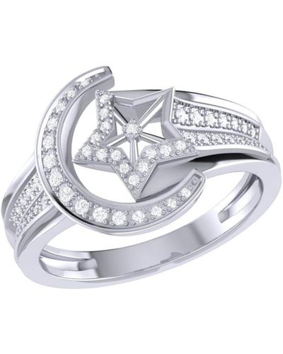 LuvMyJewelry Luna Comet Design Sterling Silver Diamond Ring - White