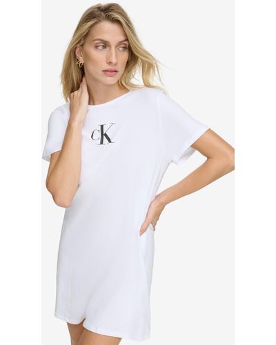 Calvin Klein Logo T-shirt Dress Swim Cover-up - White