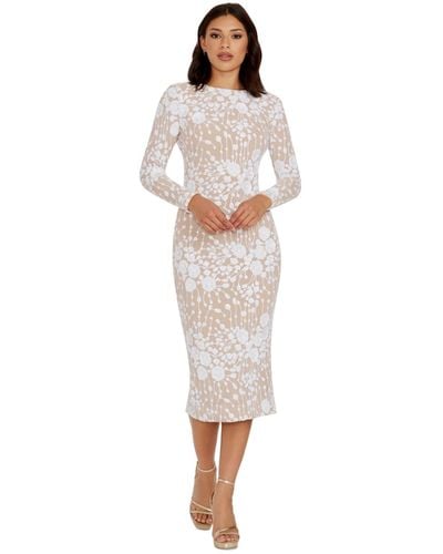 Dress the Population Sequined Bodycon Midi Dress - White