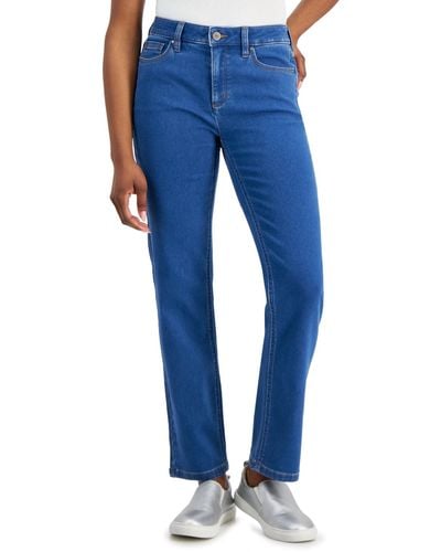 Jones New York Petite Lexington Mid-rise Straight-leg Jeans - Blue