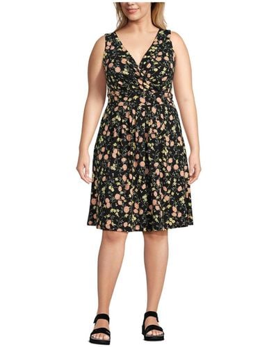 Lands' End Plus Size Fit And Flare Dress - Black