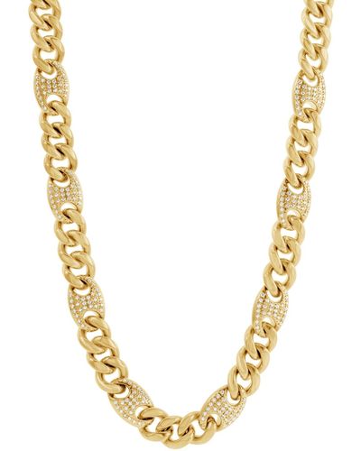 Black Jack Jewelry Cubic Zirconia Mariner & Curb Link 24" Chain Necklace - Metallic