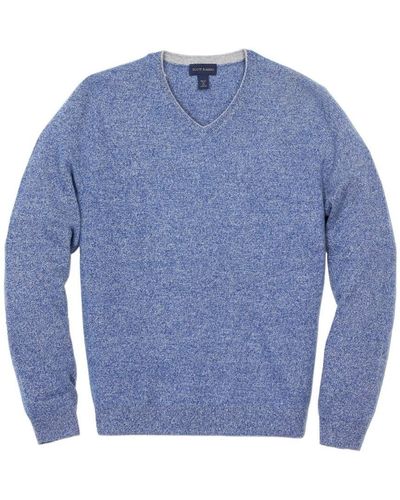 Scott Barber Marled Cashmere Vee Sweater - Blue