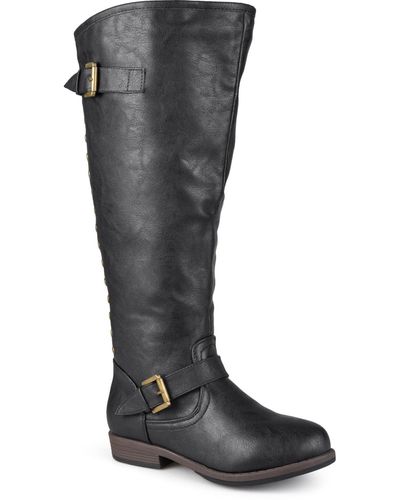 Journee Collection Extra Wide Calf Spokane Studded Boot - Black