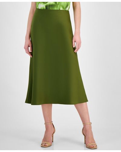 Anne Klein Bias-cut Flared Pull-on Skirt - Green