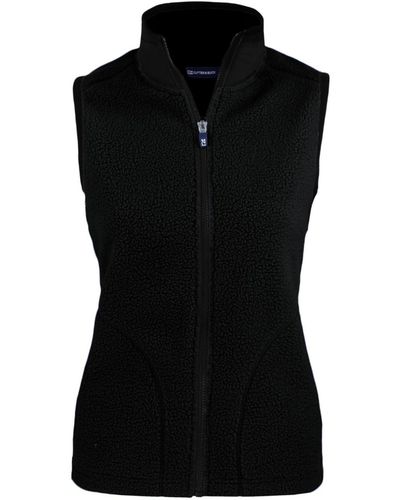 Cutter & Buck Plus Size Cascade Eco Sherpa Fleece Vest - Black