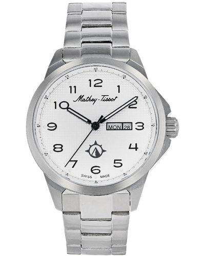 Mathey-Tissot Excalibur Collection Three Hand Date Stainless Steel Bracelet Watch - Gray