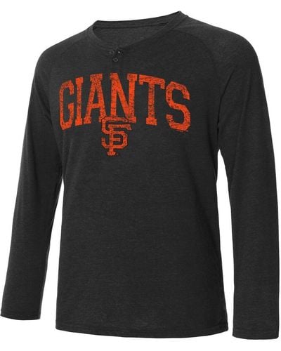 Concepts Sport San Francisco Giants Inertia Raglan Long Sleeve Henley T-shirt - Black
