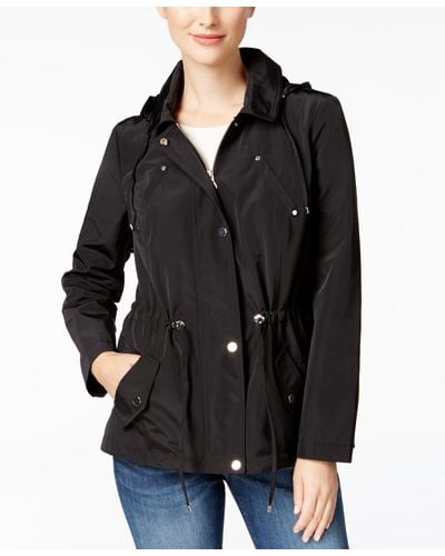 Charter Club Petite Water-resistant Hooded Anorak Jacket - Black