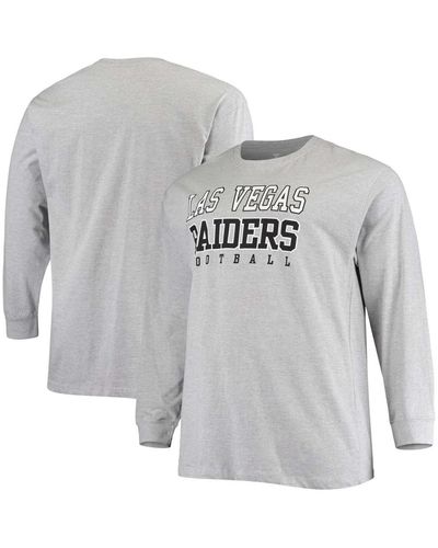 Fanatics Big And Tall Heathered Gray Las Vegas Raiders Practice Long Sleeve T-shirt