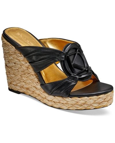 Donna Karan Yanelli Espadrille Wedge Sandals - Black