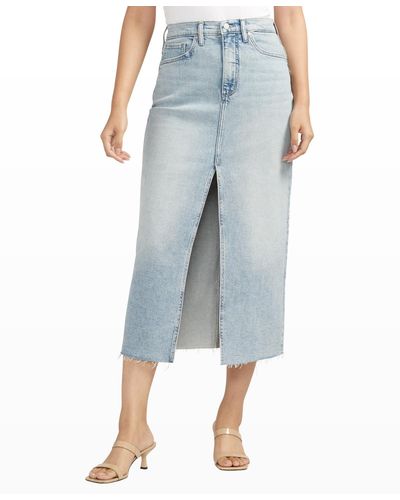 Silver Jeans Co. Front-slit Midi Jeans Skirt - Blue