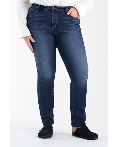 Slink Jeans Plus Size High Rise Straight Jeans - Blue