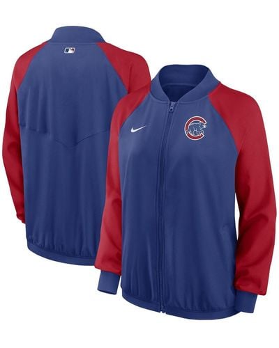 Nike Chicago Cubs Authentic Collection Team Raglan Performance Full-zip Jacket - Blue