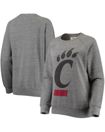 Pressbox Cincinnati Bearcats Big Logo Knobi Fleece Raglan Pullover Sweatshirt - Gray