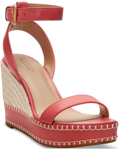 Lauren by Ralph Lauren Hilarie Ankle-strap Espadrille Platform Wedge Sandals - Pink