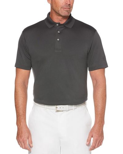 PGA TOUR Airflux Solid Mesh Short Sleeve Golf Polo Shirt - Gray
