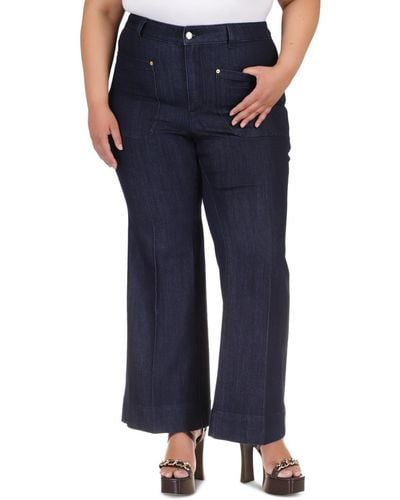 Michael Kors Michael Plus Size High-rise Flare-leg Jeans - Blue