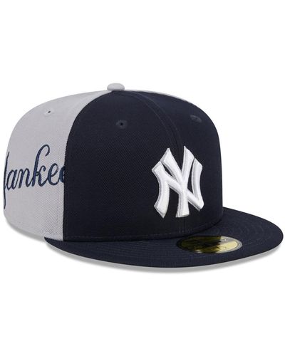 KTZ Navy/gray New York Yankees Gameday Sideswipe 59fifty Fitted Hat - Blue
