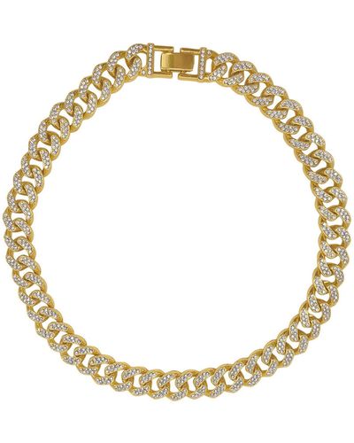 Adornia Gold-tone Plated Crystal Thick Cuban Curb Chain Necklace - Metallic