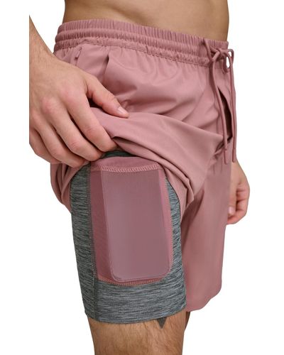 DKNY Core Stretch Hybrid 7" Volley Shorts - Pink