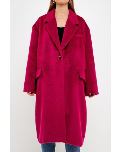 Endless Rose Single Button Oversize Coat - Red